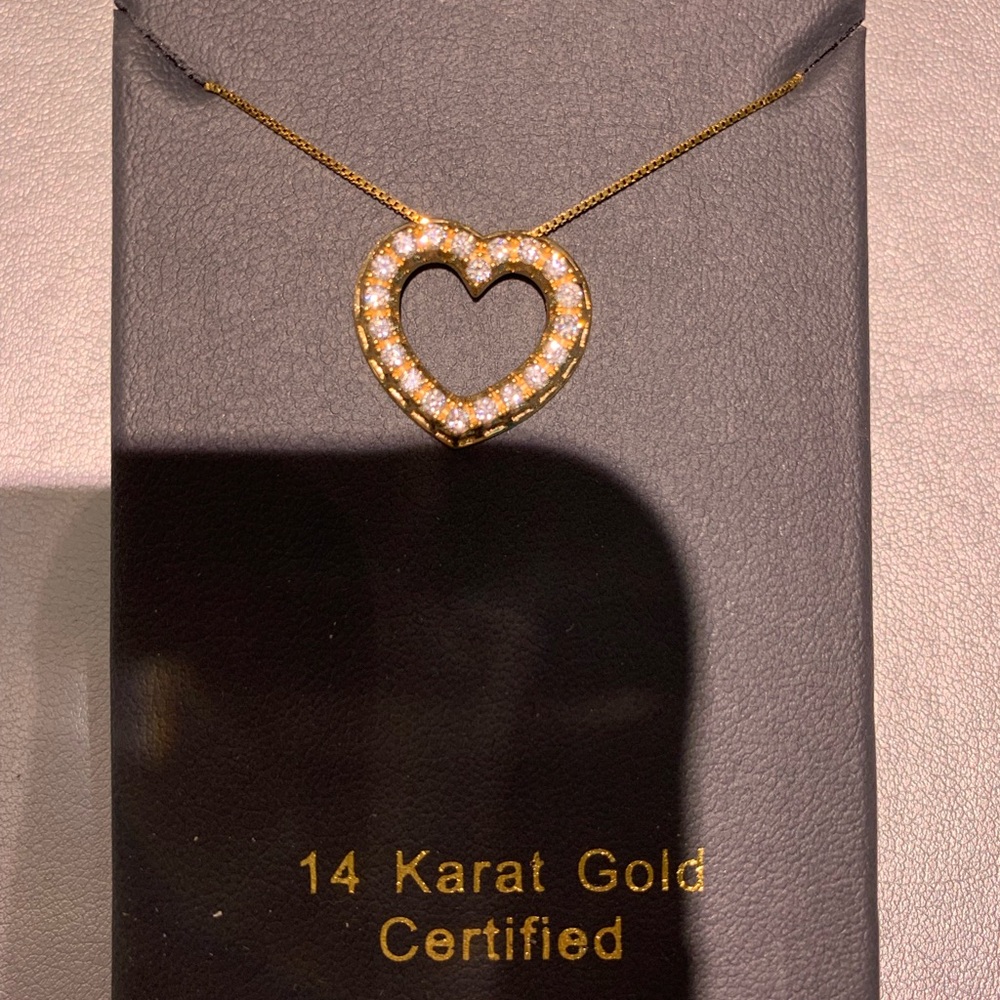 14k yellow gold certified heart necklace